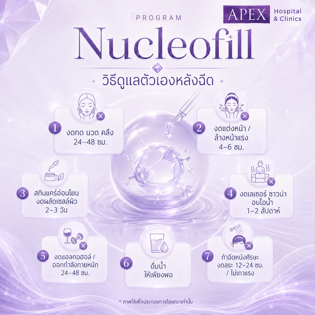 วิธีดูแลตัวเองหลังฉีด Nucleofill