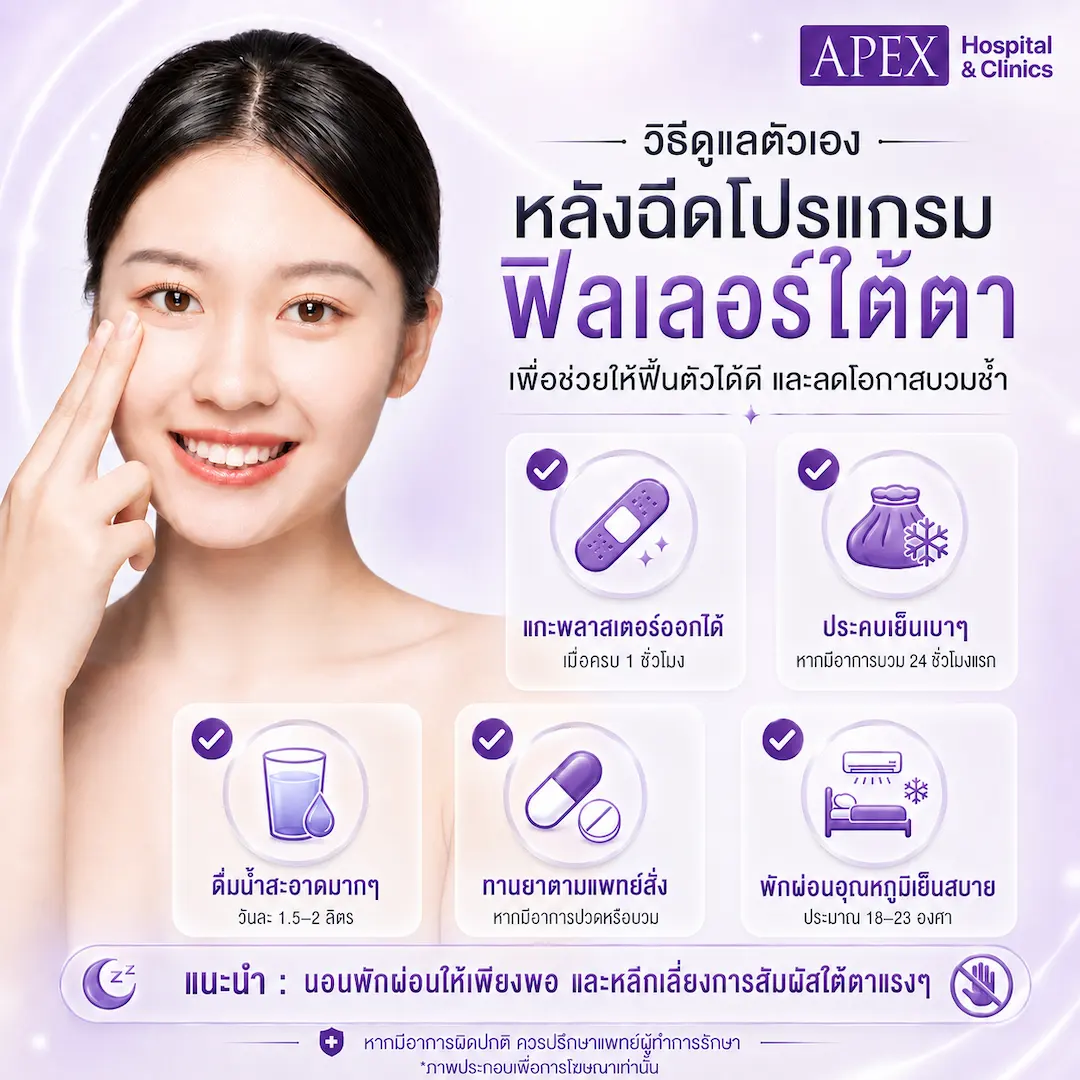 วิธีดูแลตัวเองหลังฉีดฟิลเลอร์ใต้ตา