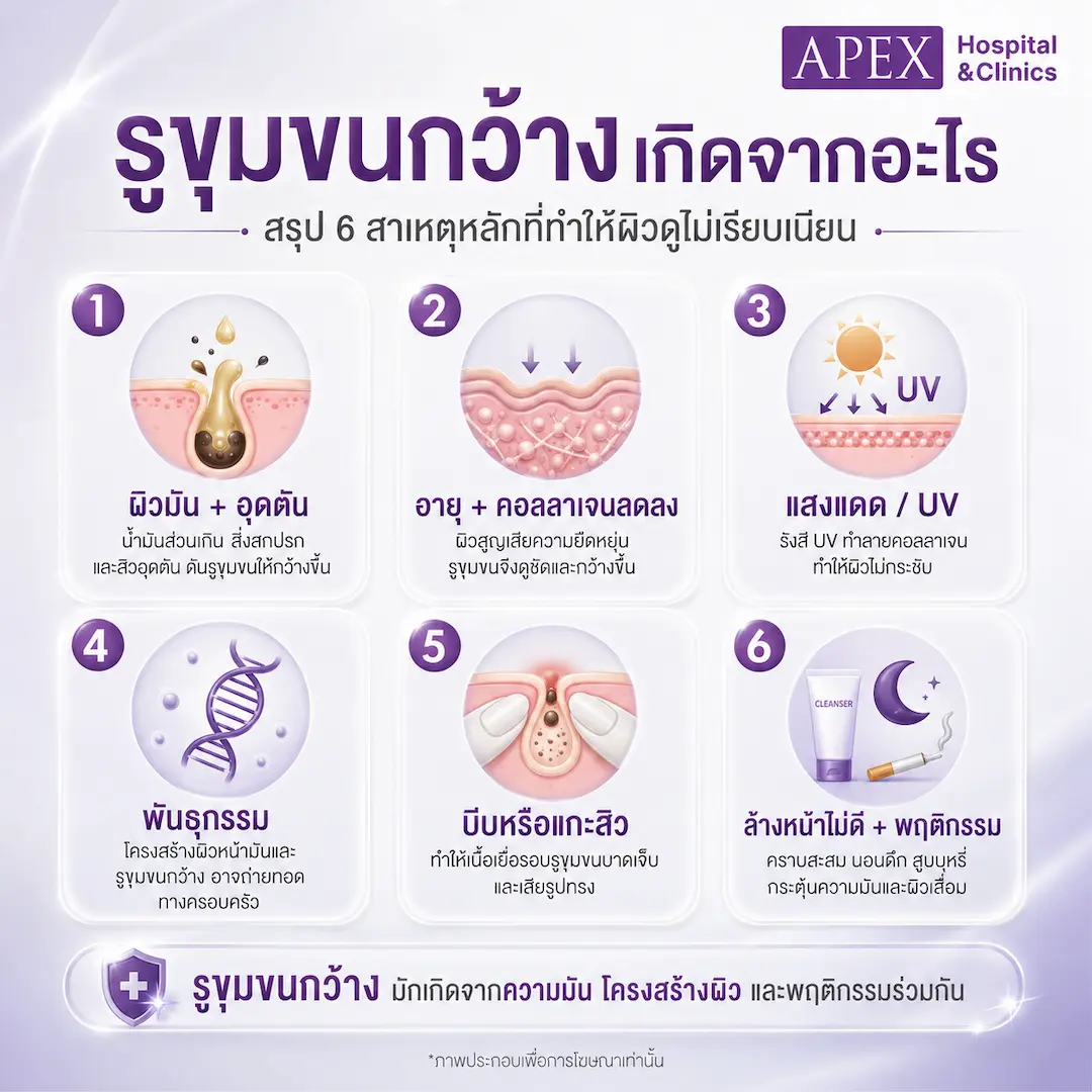 รูขุมขนกว้างเกิดจากอะไร