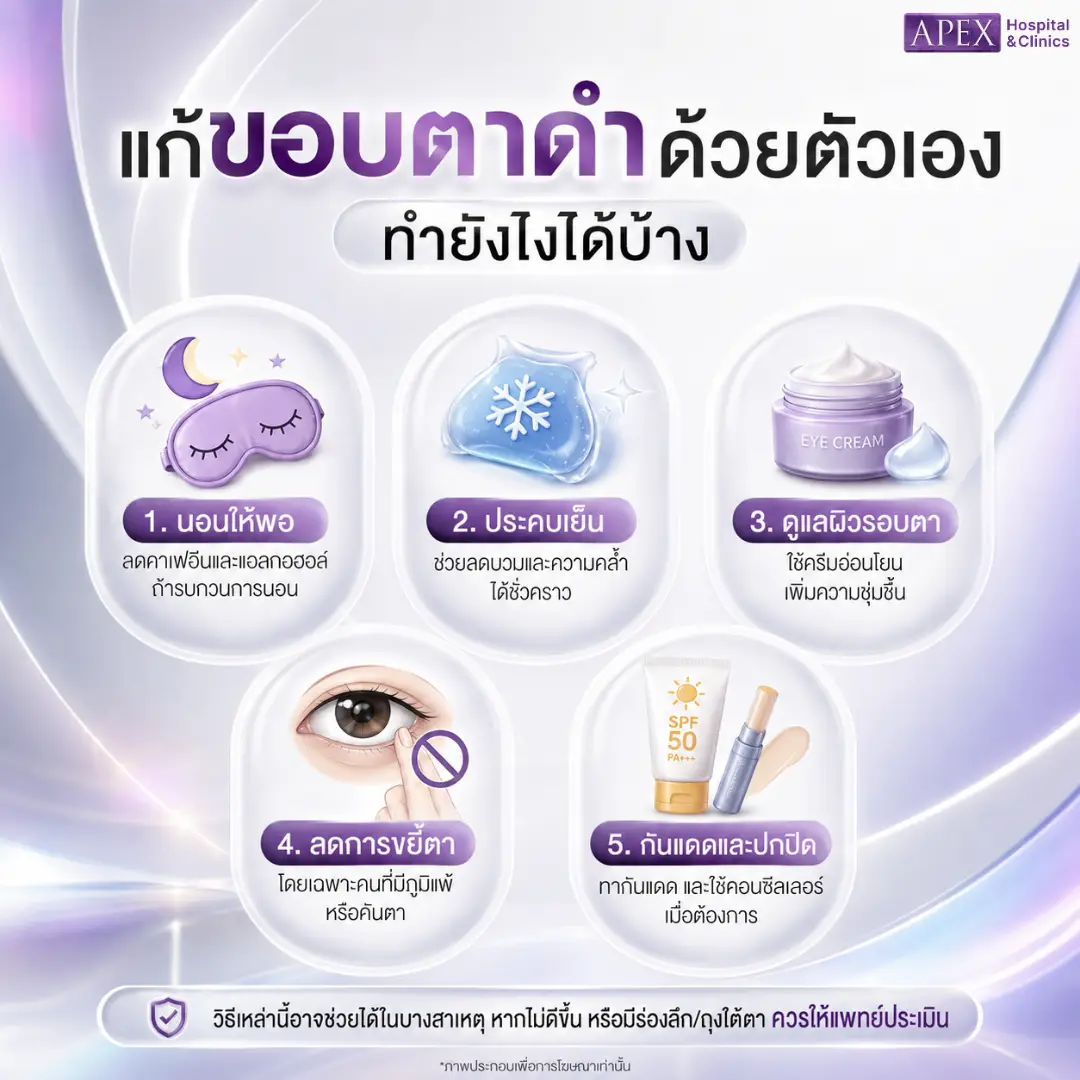 แก้ขอบตาดำด้วยตัวเอง ทำยังไงได้บ้าง