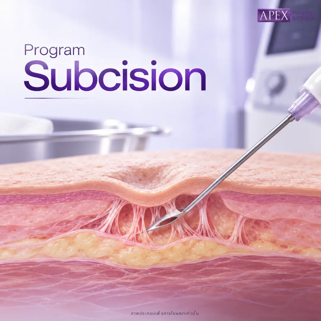หลุมถูกดึงติดแก้ด้วย Subcision